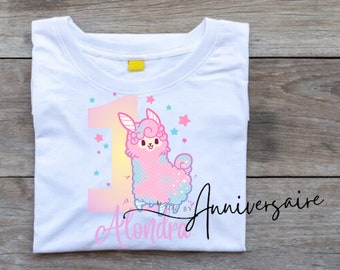 camicia di compleanno ragazza lama alpaca - Personalizza camicia di compleanno - camicia di compleanno di lama - camicia di compleanno personalizzata - camicia di compleanno di alpaca