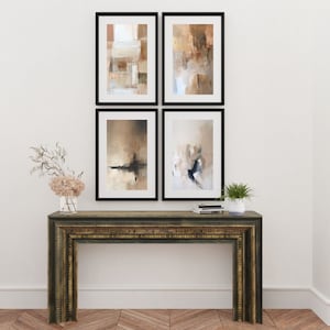 Modern Minimal Paintings Gallery Wall Art Set of 3 Unique Abstract Digital Art, Earthy Tones, Minimalist Home Decor