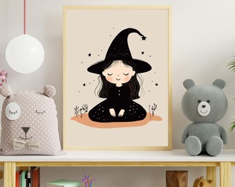 Whimsical Witches Halloween Print: Child-Friendly Decor (Digital Download)