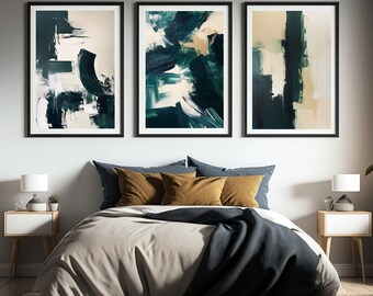 Green Abstract Art Prints: Modern Wall Decor, Set of 2 (Digital Download)