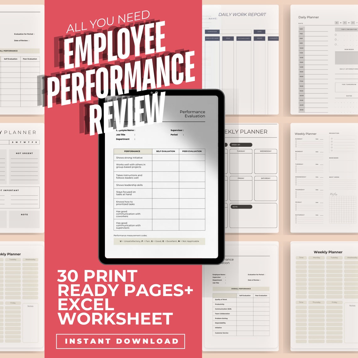 Employee Performance Review Template | Human Resources Planner ...