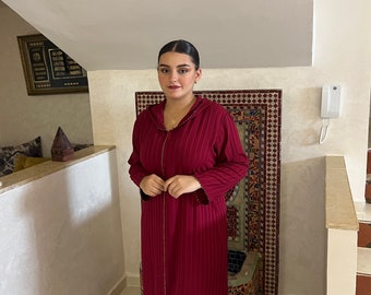 Djellaba marocaine pour femme crêpe de soie Jawhara