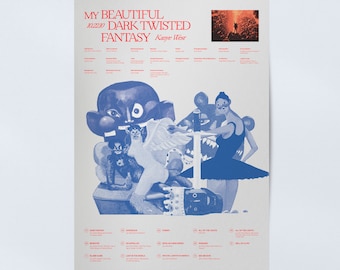 My Beautiful Dark Twisted Fantasy (Re) — Póster del álbum de Kanye West / Impresión de arte mural / Impresión de portada del álbum / Ideas de regalos / Arte / Diseño de interiores