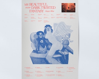 My Beautiful Dark Twisted Fantasy (Re) — Cartel del álbum de Kanye West / Impresión de arte de pared / Impresión de portada del álbum / Ideas de regalos / Arte / Diseño de interiores