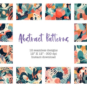12 motifs géométriques abstraits - papier numérique - dessins sans couture - mariage - invitation - anniversaire - Journal - Scrapbook - bricolage artisanat