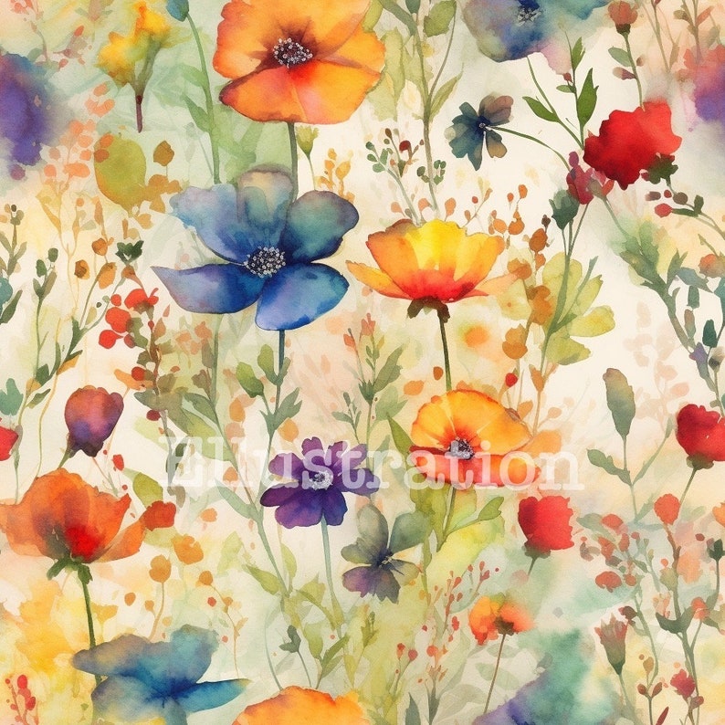 12 Rainbow Floral Medley - Digital Paper - Hight Quality - Seamless ...