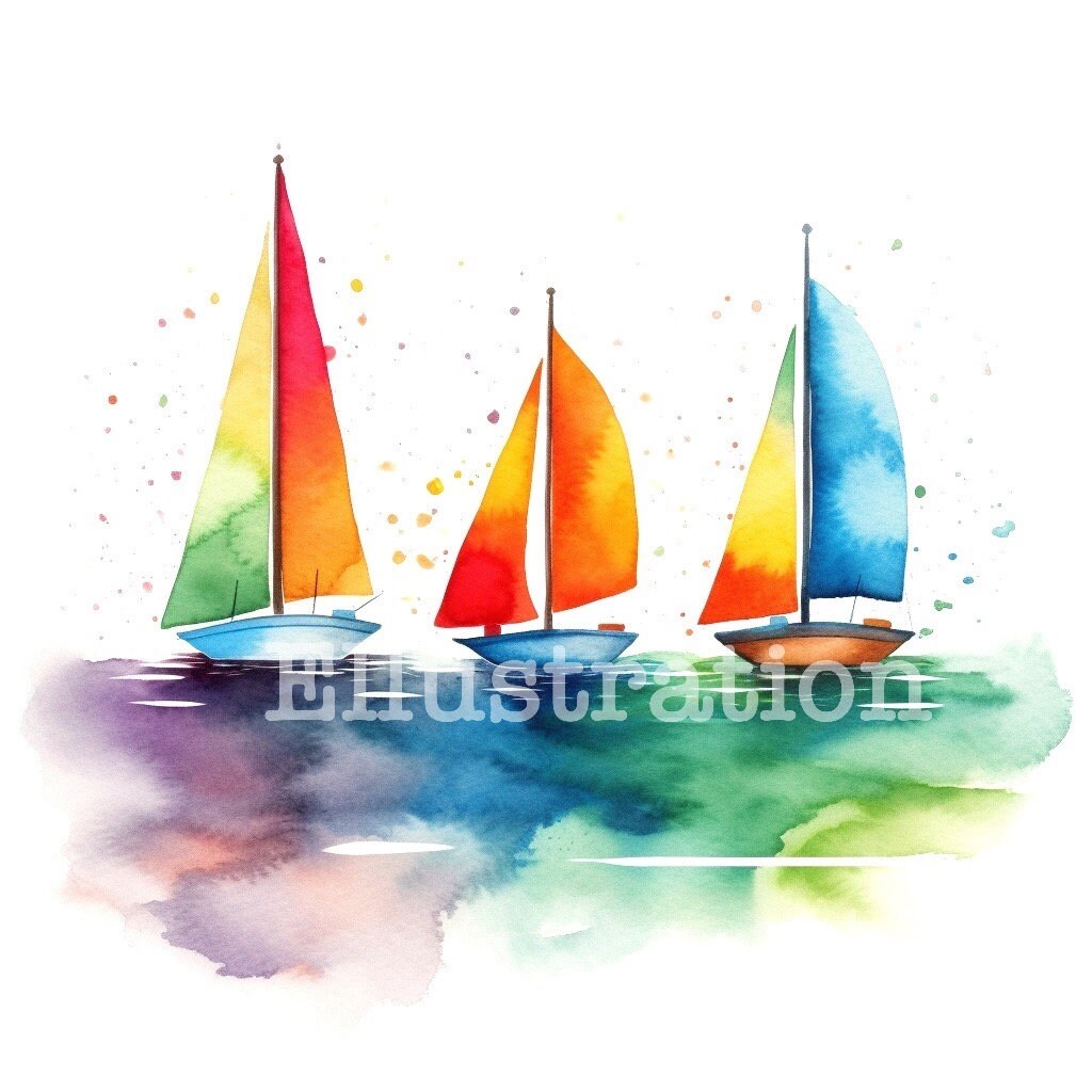 12 Rainbow Sailboats Digital Paper High Quality Images - Etsy