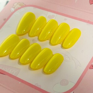 Summer || Hand Painted Luxury Press On Nails || yellow Nails , Summer Nails , Fake Nails, Apres gel X Nails