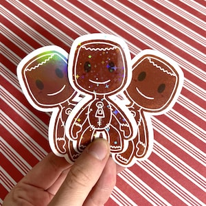 Gingerbread Sackboy Cookie - Holiday Little Big Planet Water-Resistant Sticker