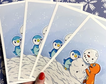 Snowman Friends - Poke Monster 5x7 Print
