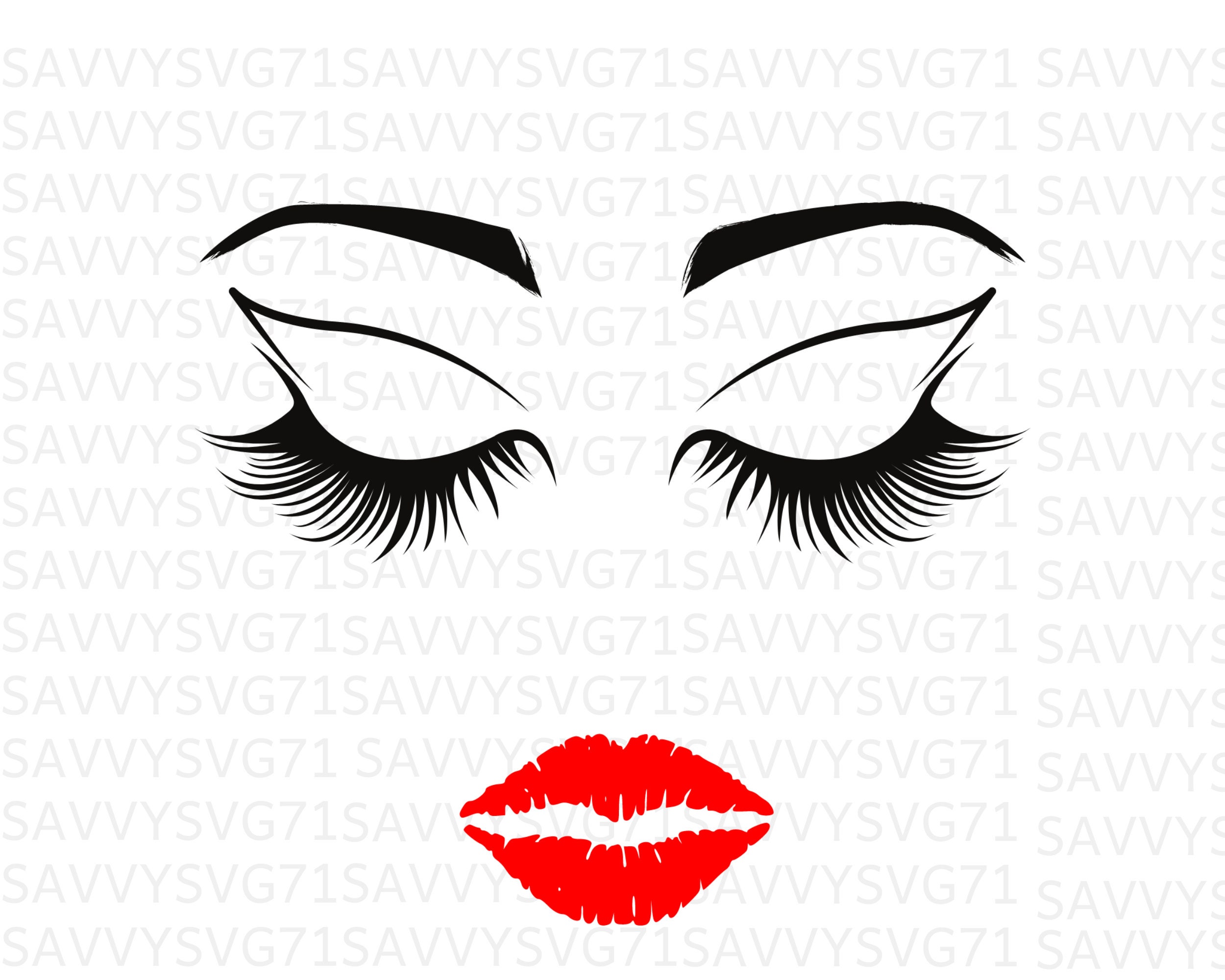 SVG Lips and Lashes Svg Cut File Lady Face Svg Eyebrows Etsy