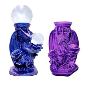 Beau présentoir Dragon 2 avec sphères de cristal | Porte-oeufs à base sphérique | Statuette figurine dragon violet + OEUF DE DRAGON IMPRIMÉ 3D !!