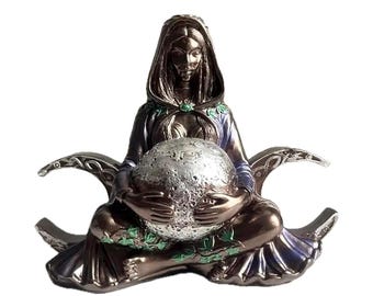 Triple Moon Goddess Maiden Mother Crone Home Decor Statue | Goddess Of Earth Statuette | Mother Earth Gaia Figurine