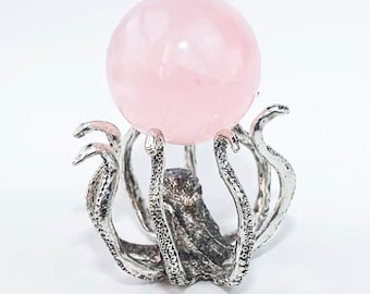 Adorable Octopus Crystal Sphere Display Stand | Crystal Ball Base Egg Holder | Octopus Home Decor Figurine Statue Statuette