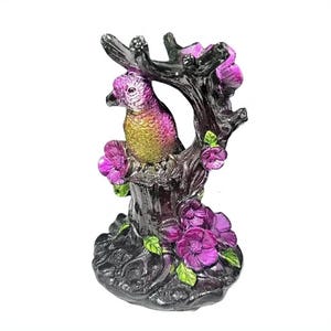 Beautiful Bird Flower Tree Branch Crystal Sphere Cluster Display Stand | Parrot Ball Base Holder | Bird Home Decor Statuette Figurine Statue