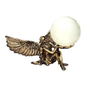 Beautiful Fairy Crystal Sphere Display Stand | Angel Girl Goddess With Wings Crystal Ball Base Egg Holder | Fantasy Statuette Statue
