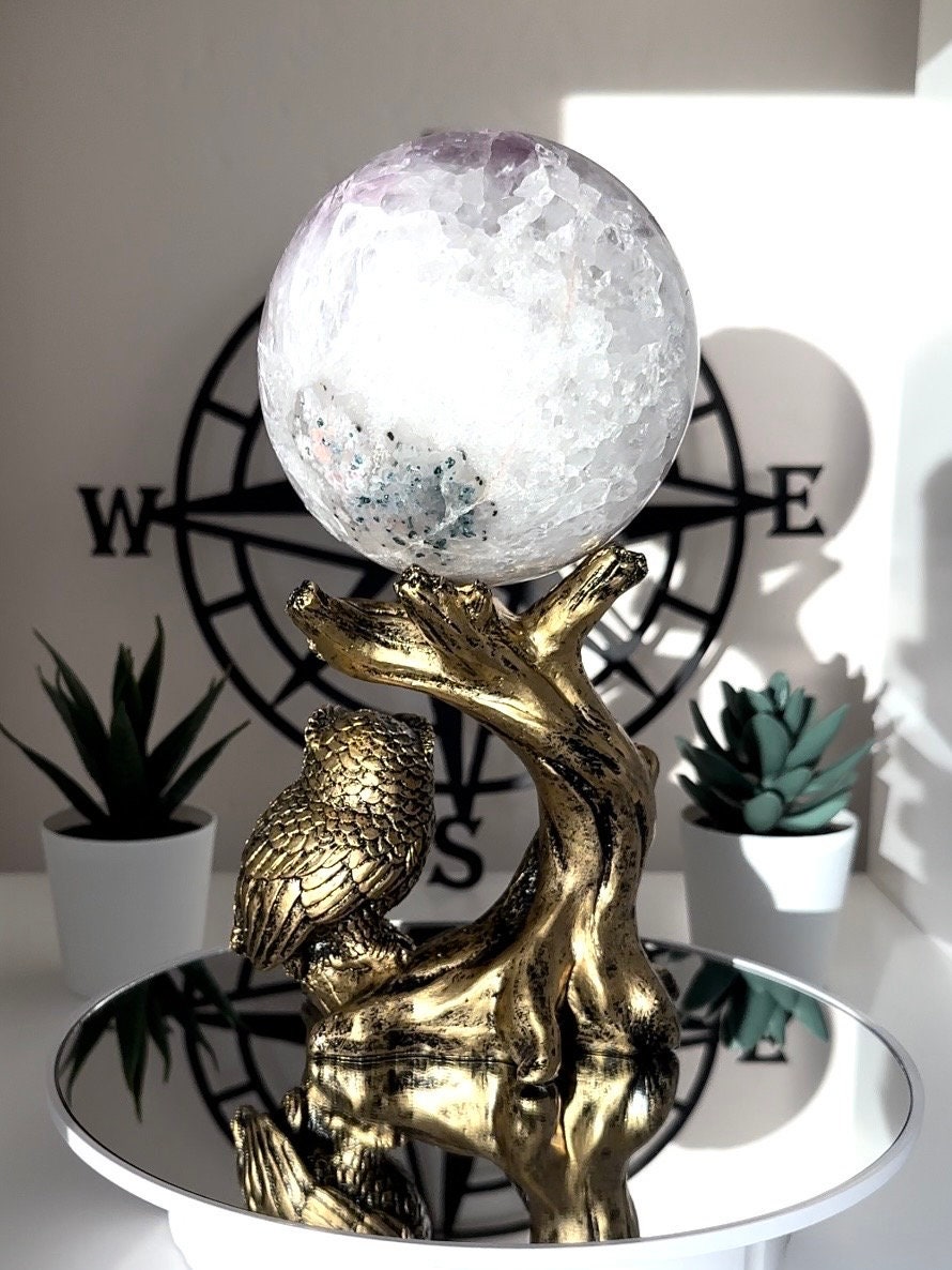 Crystal Ball Display Stand - Tree Branch Alloy Holder For 2.36" Balls - White Gold Finish - View #7