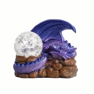 Beau présentoir en forme de sphère de cristal en forme de dragon | Porte-oeufs en forme de boule | Statuette figurine dragon violet + OEUF DE DRAGON IMPRIMÉ 3D inclus !!