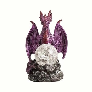 Beau présentoir en forme de sphère de cristal en forme de dragon | Porte-oeufs avec base boule de cristal | Statuette Dragon Rose Or Noir Statuette Décoration Maison