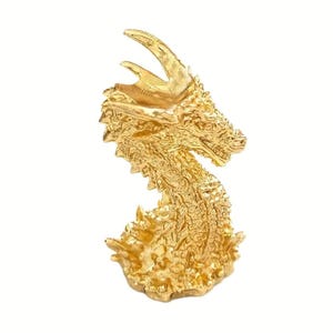 Beau petit présentoir avec sphères en cristal à tête de dragon | Porte-oeufs dorés avec base boule de cristal | Statuette dorée pour décoration d&#39;intérieur, figurine en cristal