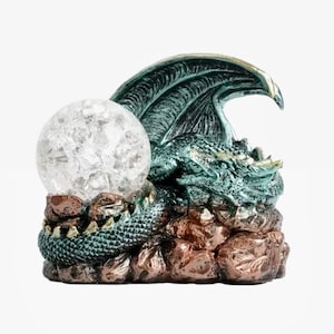 Beau présentoir en forme de sphère de cristal en forme de dragon | Porte-oeufs avec base boule de cristal | Décoration d&#39;intérieur Dragon Statue Statuette