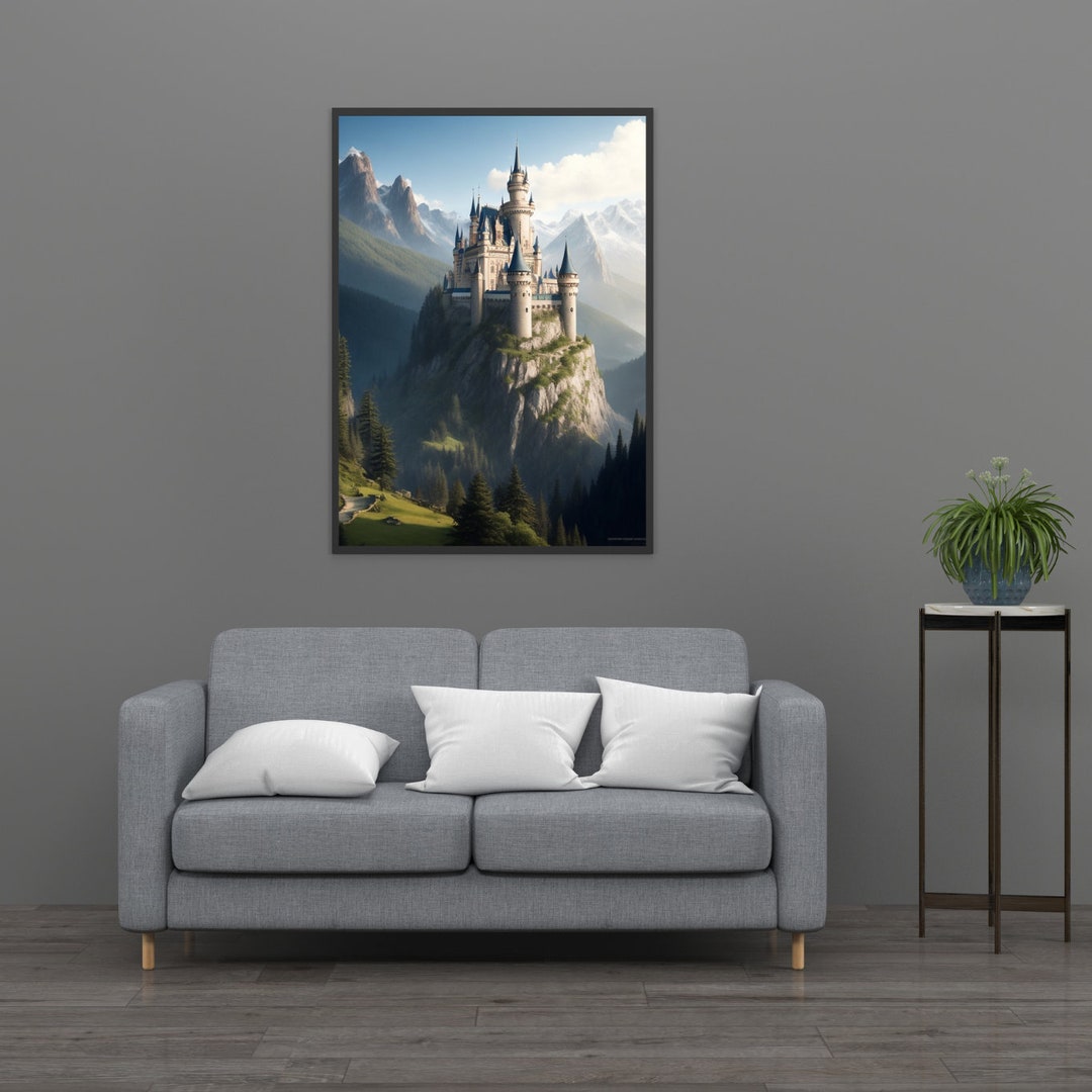 Detailed Magical Castle Overlooking Mountainous View and - Etsy