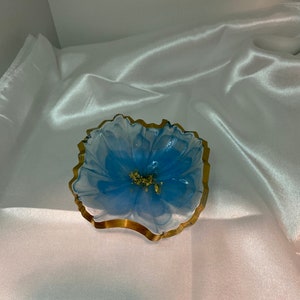 Blue and Gold Flower Trinket Bowl