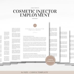 Cosmetic Injector Employment Agreement Template for Med Spas and Cosmetic Clinics - Editable Canva Download