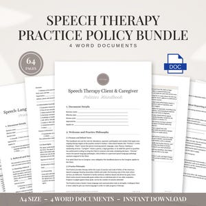 Speech Therapy Editable Policy Bundle | Client Handbook, HIPAA Privacy Policy, Telepractice Consent, Clinical Procedures Manual, SLP Forms
