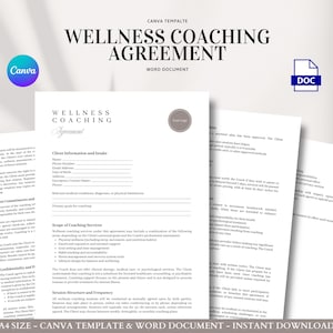 Wellness Coaching Agreement Editable Client Contract Life Coach Consent Form Coaching Intake Template Coaching Waiver Document