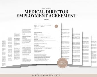 Medical Director Employment Agreement Canva Template | Med Spa Hiring Contract | Editable Physician Agreement