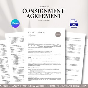 Consignment Agreement Template Editable Sales Contract for Boutique Vendors, Artisans, Retail Shops, and Product-Based Sellers