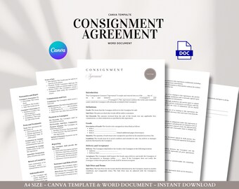 Consignment Agreement Template Editable Sales Contract for Boutique Vendors, Artisans, Retail Shops, and Product-Based Sellers