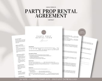 Party Prop Rental Agreement Canva Template | Professional Event Rental Contract - Edit in Canva