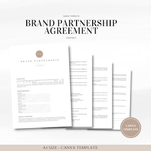 Mall för varumärkespartnerskapsavtal i Canva – Professionellt kontrakt för varumärkessamarbeten och influencer-avtal