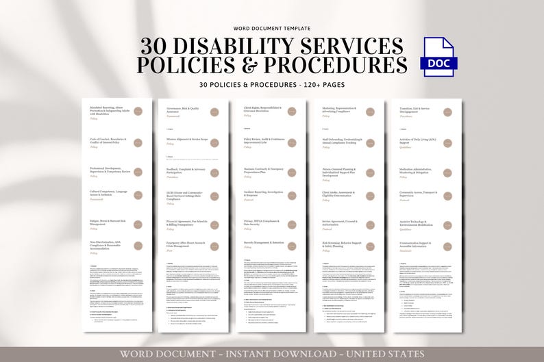 Process Specification Document Example HCBS Disability Services Policy & Procedure Bundle 30 Editable Word ...