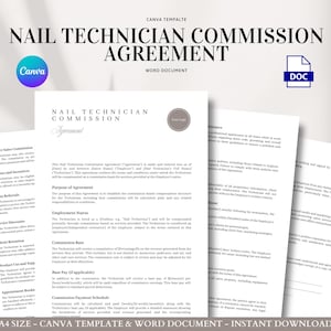 Nail Technician Commission Agreement Template Salon Employment Client Retention Payment Structure Policy Terms