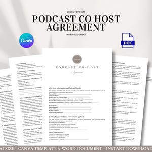 Podcast Co Host Agreement Template Editable Contract for Audio Show Partners Responsibilities Ownership Monetization Creative Terms Form