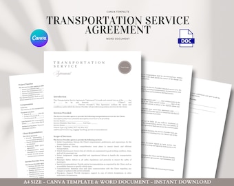 Transportation Service Agreement Editable Contract Template Client Delivery Shuttle Form Business Service Document