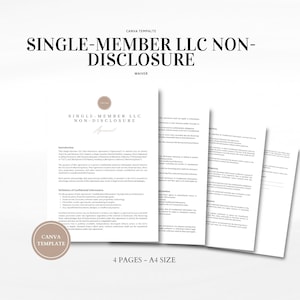 Single-Member LLC Non-Disclosure Agreement Template Confidentiality Contract Business Terms