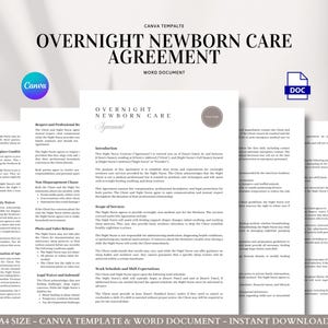 Overnight Newborn Care Agreement Template Night Nurse Contract Infant Feeding Sleep Support Client Terms