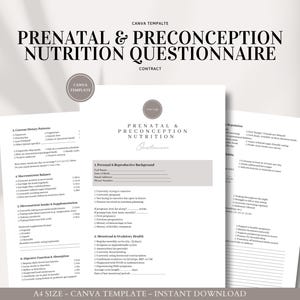 Pränataler und vorkonzeptioneller Ernährungsfragebogen | Fruchtbarkeit Schwangerschaft Klientintake Form | Bearbeitbare Canva Vorlage