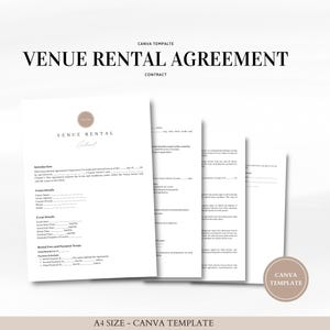 Venue Rental Agreement Template - Professional Contract for Event Space Hire, Facility Use, and Event Planning - Edit in Canva