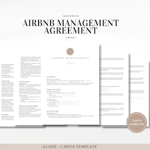AirBnB Management Contract Canva Template - Professional and Customizable - Digital Download - Edit in Canva