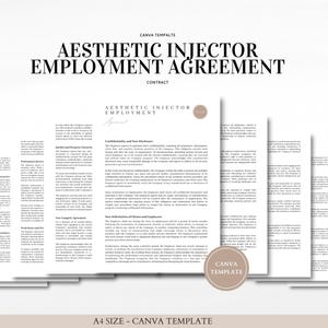 Aesthetic Injector Employment Agreement Template for Beauty Professionals Editable in Canva