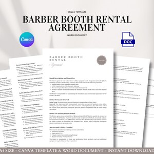 Barber Stand Mietvertrag Vorlage Stuhl Pachtvertrag Persönliches Branding Shop-Regeln Versicherung Zahlungsbedingungen
