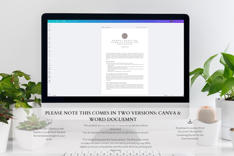 Herbal Medicine Consultation Agreement Template Natural Health Intake Form Client Consent Holistic Treatment Plan Herbalist Disclosure image 2