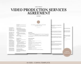 Video Production Services Contract Canva Template - Professional and Customizable - Digital Download - Edit in Canva