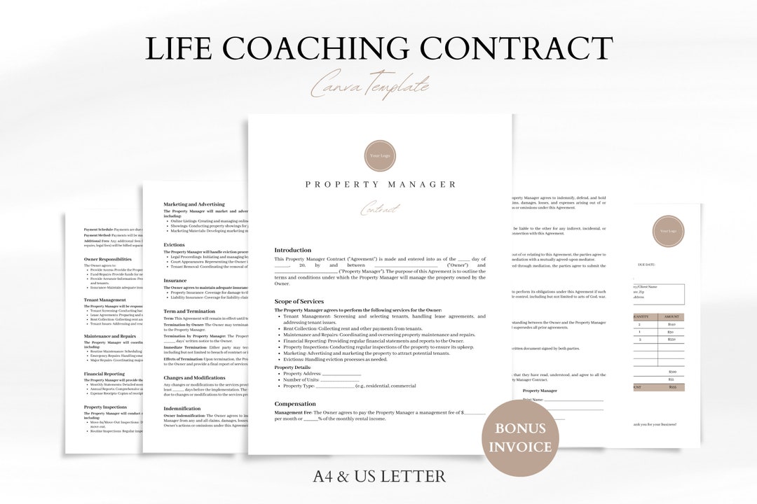 Property Manager Contract Template Real Estate Services Digital ...