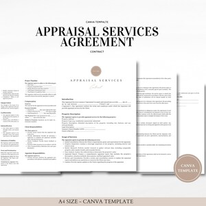 Plantilla de Canva para contrato de servicios de tasación: acuerdo profesional para valoración de propiedades: editar en Canva